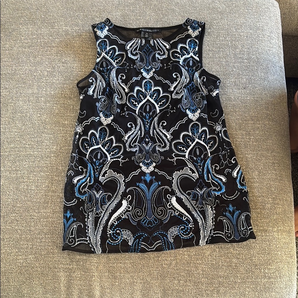 Black and Blue Patterned Sleeveless Top